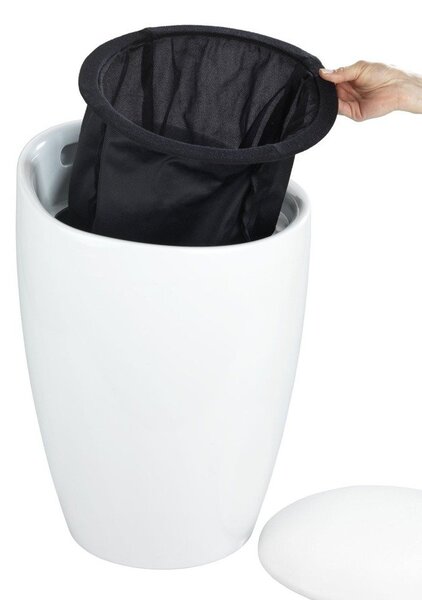 Pufa CANDY WHITE - kosz na pranie, 2 w 1 , WENKO