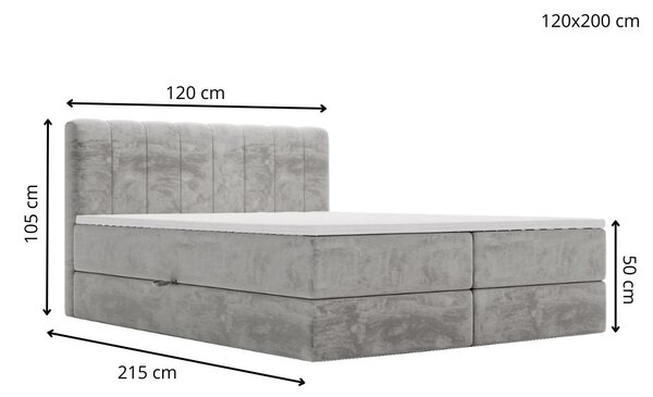 Łóżko kontynentalne z pojemnikami na pościel 120x200 Forte Beżowe
