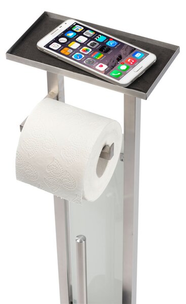 Stojak na papier toaletowy z pojemnikiem i szczotką do WC