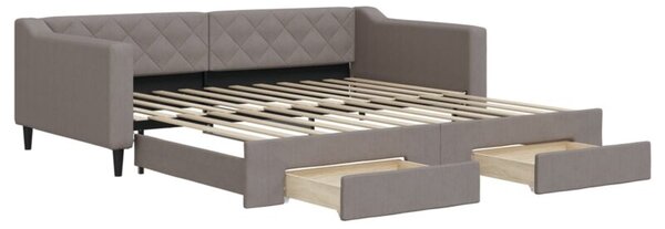 Sofa rozsuwana z szufladami, taupe, 100x200 cm, tkanina