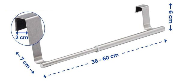 Wieszak na ręczniki regulowany, uchwyt do zawieszenia na drzwi szafki i szuflady, 36-60 cm, WENKO