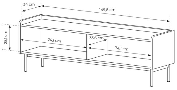 Szafka pod telewizor z drzwiczkami 153 cm Abios Beżowa, Dąb Scandi
