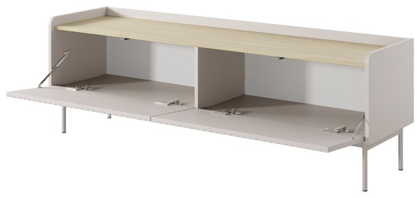 Szafka pod telewizor z drzwiczkami 153 cm Abios Beżowa, Dąb Scandi