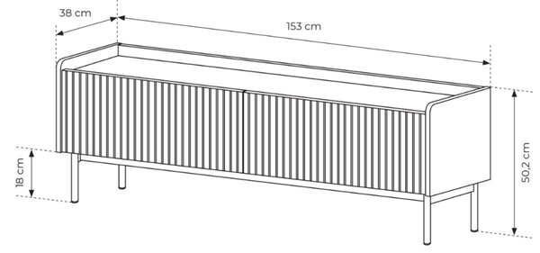 Szafka pod telewizor z drzwiczkami 153 cm Abios Beżowa, Dąb Scandi