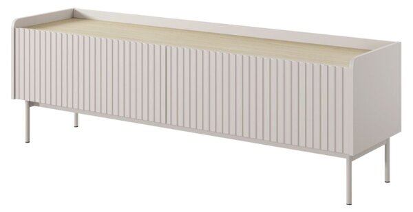Szafka pod telewizor z drzwiczkami 153 cm Abios Beżowa, Dąb Scandi