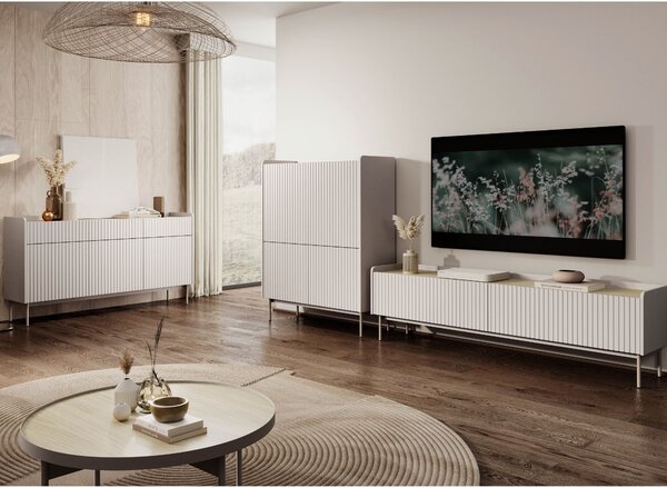 Szafka pod telewizor z drzwiczkami 181 cm Abios Beżowa, Dąb Scandi