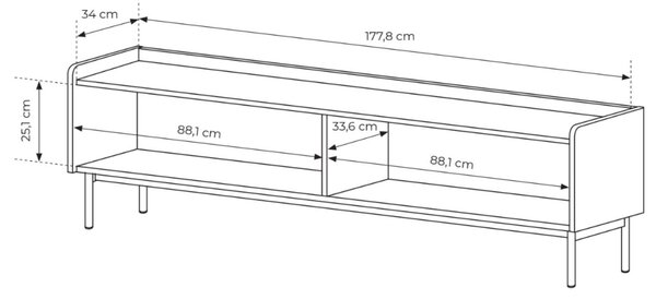 Szafka pod telewizor z drzwiczkami 181 cm Abios Beżowa, Dąb Scandi