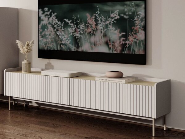Szafka pod telewizor z drzwiczkami 181 cm Abios Beżowa, Dąb Scandi