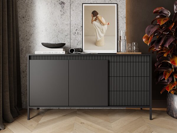 Komoda z drzwiami i szufladami 153 cm Sorano Czarna