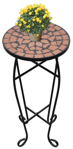 Stolik boczny z mozaikowym blatem, terakota