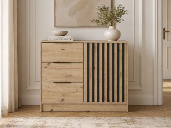 Komoda z drzwiami i szufladami 105 cm Macron Dąb Artisan z lamelami