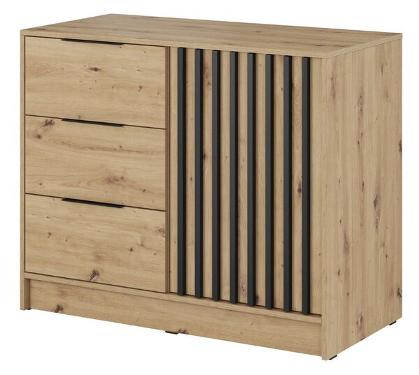Komoda z drzwiami i szufladami 105 cm Macron Dąb Artisan z lamelami