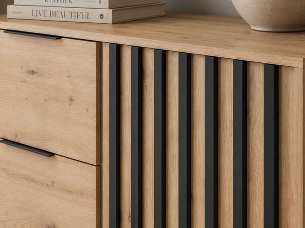 Komoda z drzwiami i szufladami 105 cm Macron Dąb Artisan z lamelami