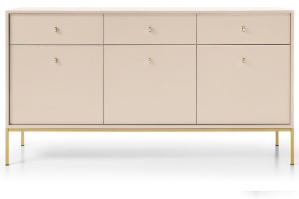 Komoda z drzwiami i szufladami na złotych nóżkach 154 cm Amor Beż piaskowy