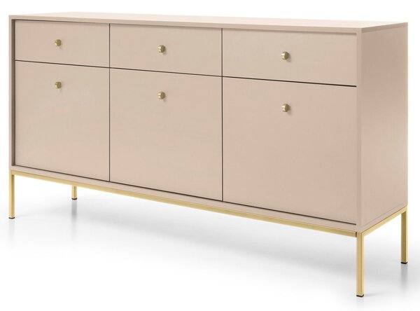 Komoda z drzwiami i szufladami na złotych nóżkach 154 cm Amor Beż piaskowy