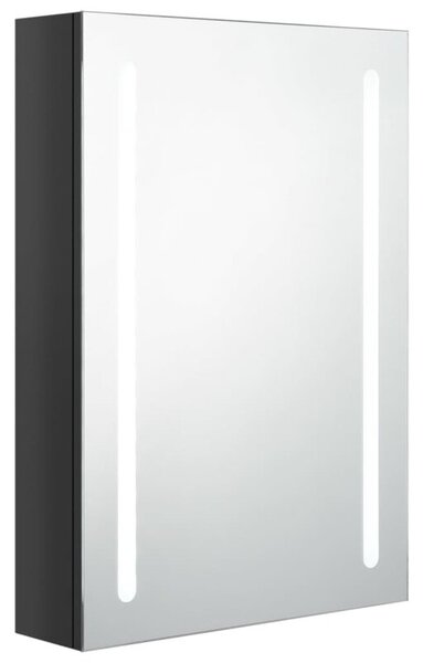 Szafka łazienkowa z lustrem i LED, lśniąca czerń, 50x13x70 cm