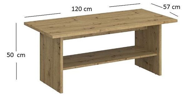 Prostokątna Ława Kawowa Z Półką Dąb Artisan W2-B49