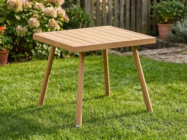 Stolik ogrodowy SERANO aluminiowy kwadratowy 50x50cm imitacja drewna