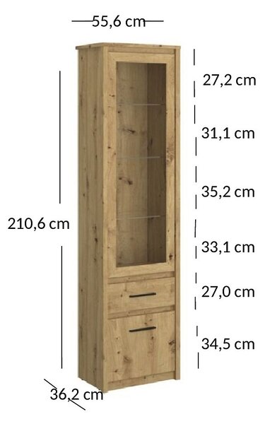 Szklana Witryna Do Salonu Dąb Artisan W9-T45