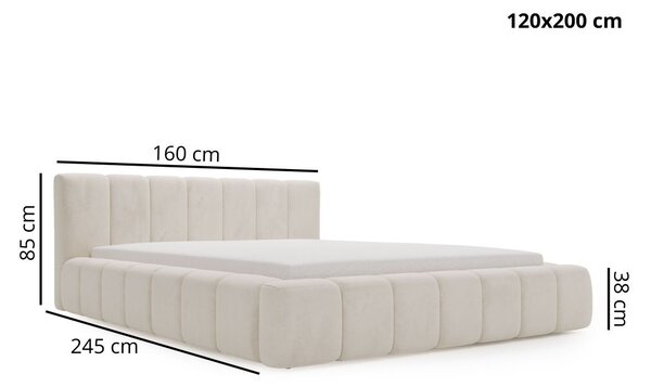 Łóżko tapicerowane z pojemnikiem i stelażem 120x200 Orio Beżowy