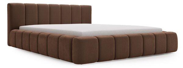Łóżko tapicerowane z pojemnikiem i stelażem 120x200 Orio Brązowy