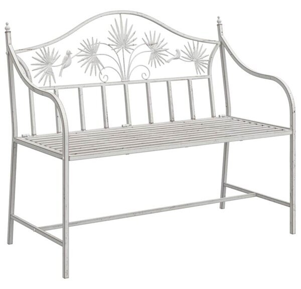 Ławka ogrodowa antyczna biel 104 x 52,5 x 89 cm stal