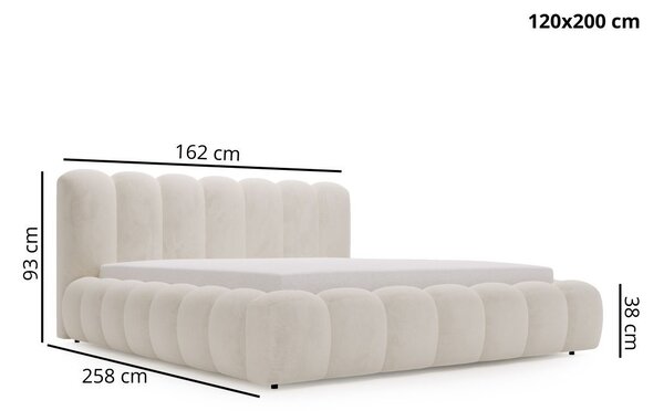 Łóżko tapicerowane z pojemnikiem i stelażem 120x200 Averia Beżowy