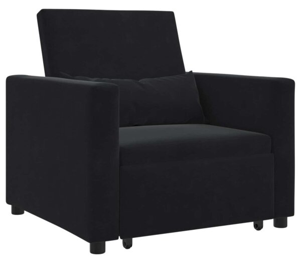 Sofa 3w1 z aksamitu - czarna, nowoczesny design i komfort w jednym