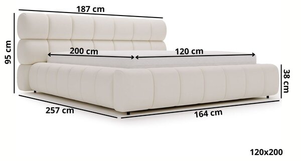 Łóżko tapicerowane z pojemnikiem i stelażem 120x200 Mellow Beżowe