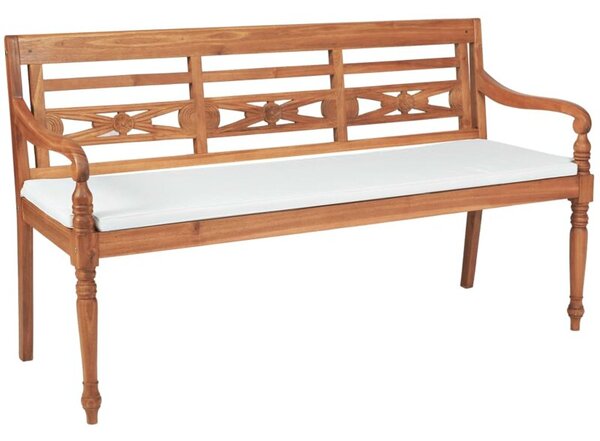 Ławka batavia z poduszkami, 150 cm, drewno tekowe