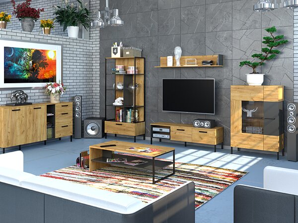 Industrialna witryna w kolorze dąb craft + antracyt Z4-M08