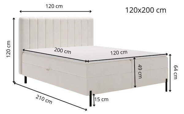 Łóżko kontynentalne z pojemnikiem na pościel 120x200 Primavera Beżowe