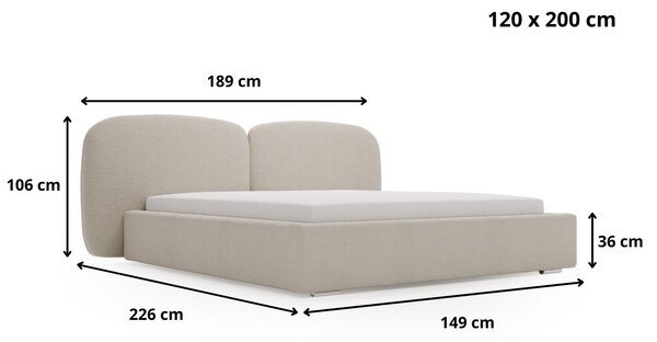 Łóżko tapicerowane z pojemnikiem i stelażem 120x200 Palermo Beżowe