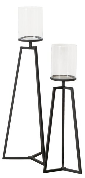 Szklane świeczniki na metalowym stelażu Cosa, 75-95 cm