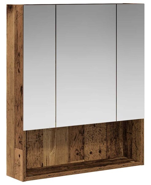 Szafka z lustrem do łazienki stare drewno 60 x 14.5 x 70 cm