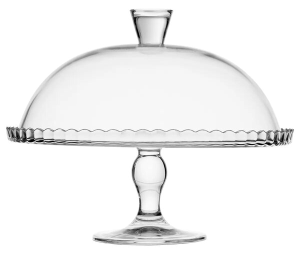 Patera szklana na ciasto z kloszem, 32 cm