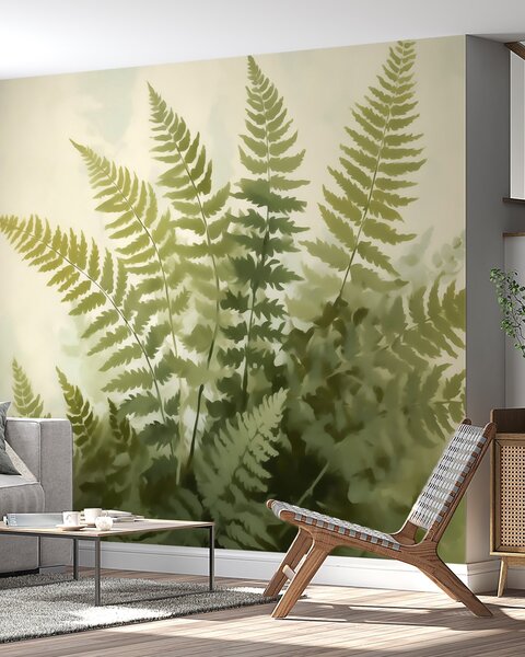 Fototapety Stylizowane, abstrakcyjne liście paproci, imitacja obrazu, Fototapety Natura, Fototapety Liście, w05852 : Uwalls.pl