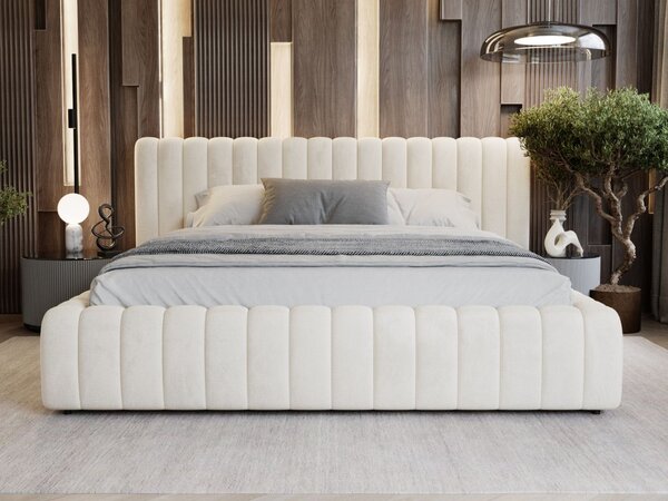 Łóżko tapicerowane z pojemnikiem i stelażem 120x200 Bliss Beżowe