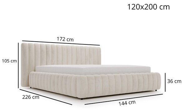 Łóżko tapicerowane z pojemnikiem i stelażem 120x200 Bliss Beżowe