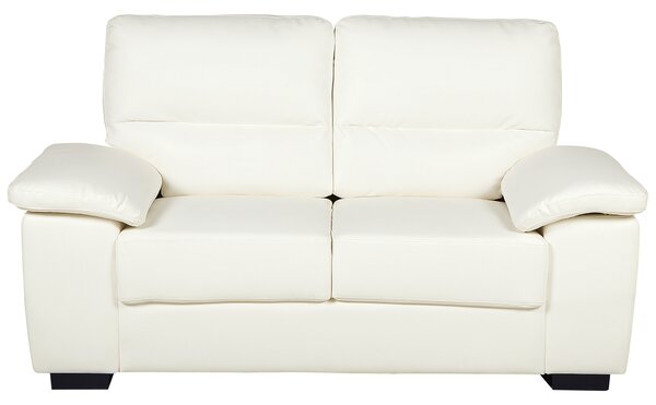 Klasyczna sofa dwuosobowa kanapa tapicerowana ekoskóra kremowa Vogar Beliani