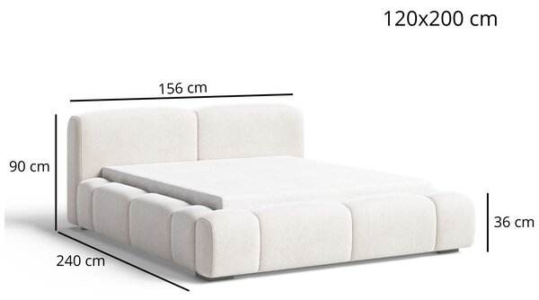 Łóżko tapicerowane z pojemnikiem i stelażem 120x200 Aubi Beżowe