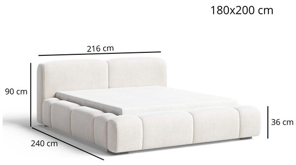 Łóżko tapicerowane z pojemnikiem i stelażem 180x200 Aubi Beżowe