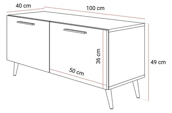 Szafka RTV pod telewizor z drzwiczkami na srebrnych nóżkach 100 cm Noaé Kaszmir