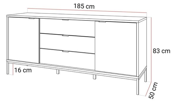 Komoda z drzwiami i szufladami 185 cm Tavio Czarny