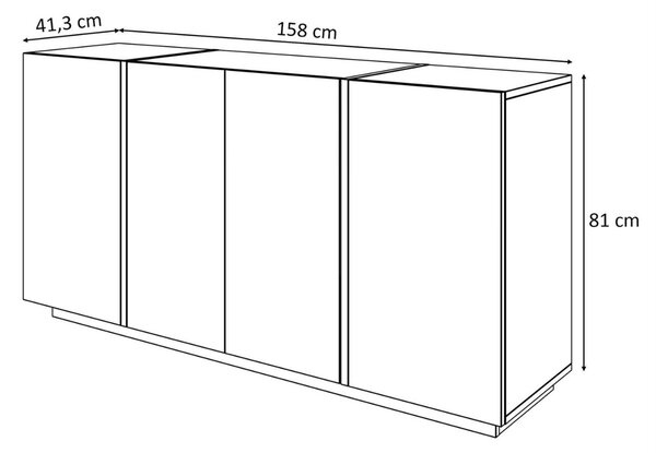 Czterodrzwiowa komoda 158 cm w stylu glamour Lunelie biały połysk