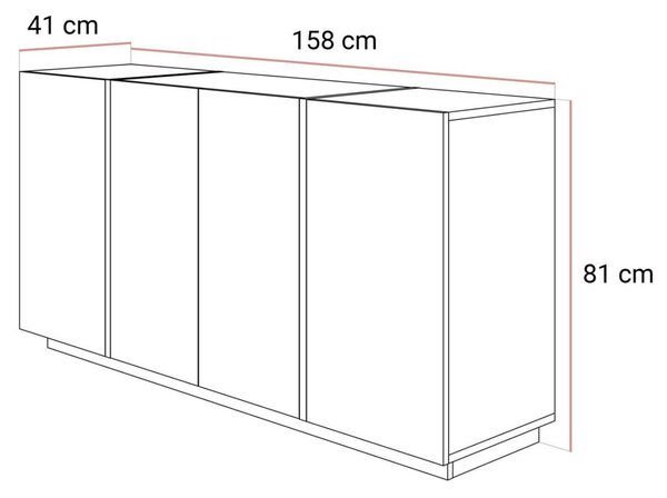 Czterodrzwiowa komoda 158 cm w stylu glamour Lunelie kaszmir połysk