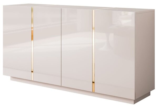 Czterodrzwiowa komoda 158 cm w stylu glamour Lunelie kaszmir połysk