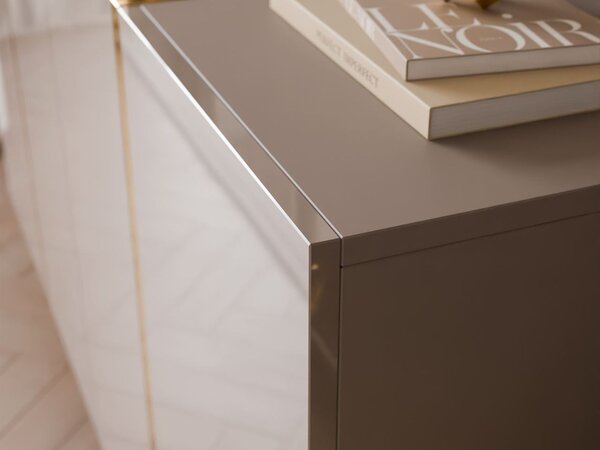 Czterodrzwiowa komoda 158 cm w stylu glamour Lunelie kaszmir połysk