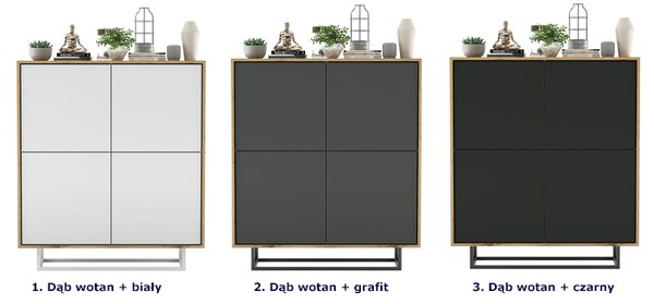 Czterodrzwiowa komoda dąb wotan czarny + B0-S78