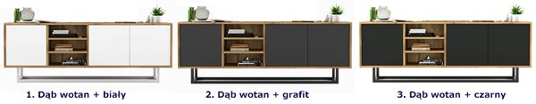 Loftowa szafka rtv dąb wotan + biały D2-F08